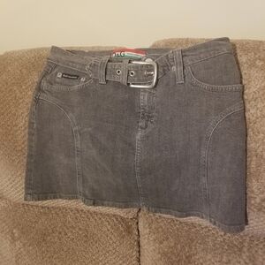 Dolce & Gabbana Acid Wash Denim Belted Mini Skirt